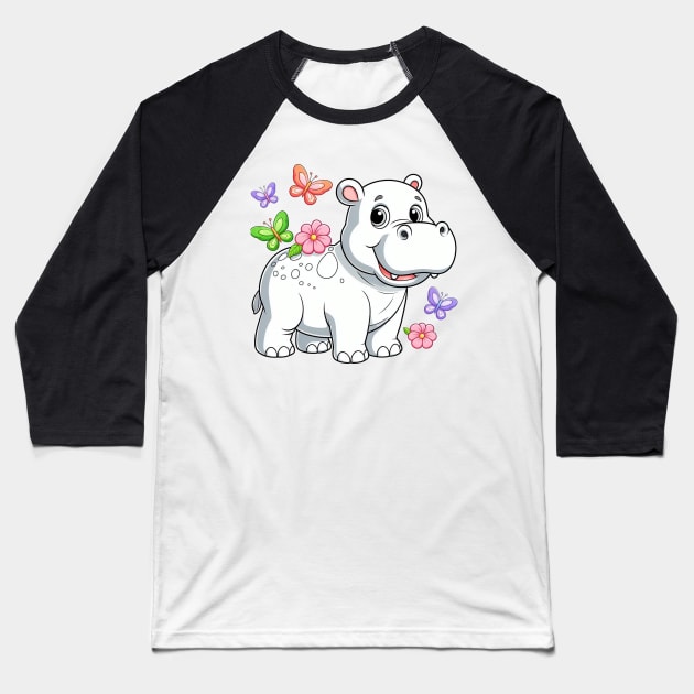 Dear Hippo Baseball T-Shirt by NayaRara